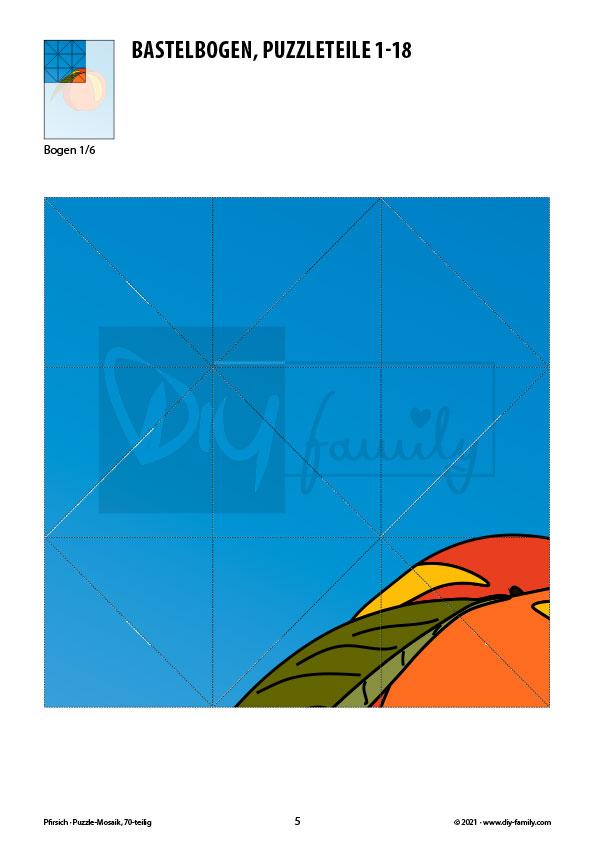 Pfirsich – Mosaikpuzzle zum Ausschneiden und Basteln