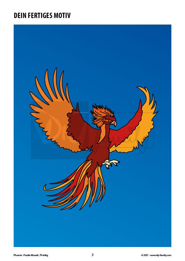 Phoenix – Mosaikpuzzle zum Ausschneiden und Basteln