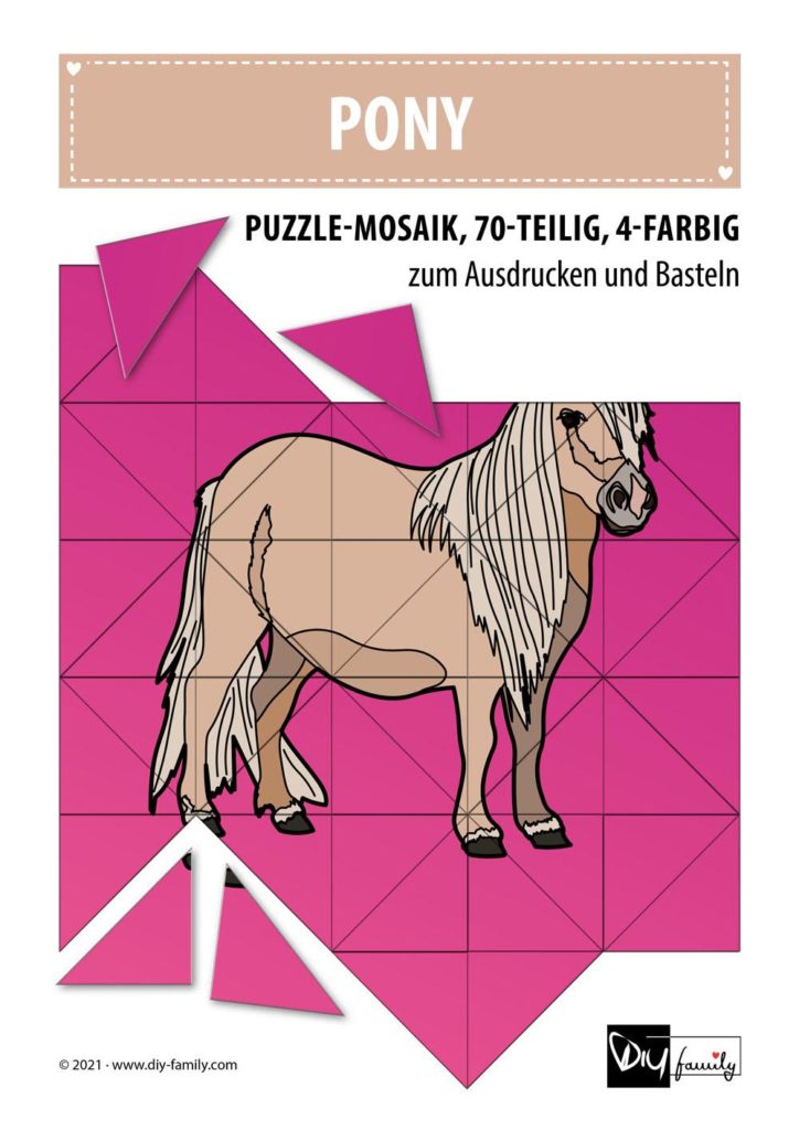 Pony – Mosaikpuzzle zum Ausschneiden und Basteln