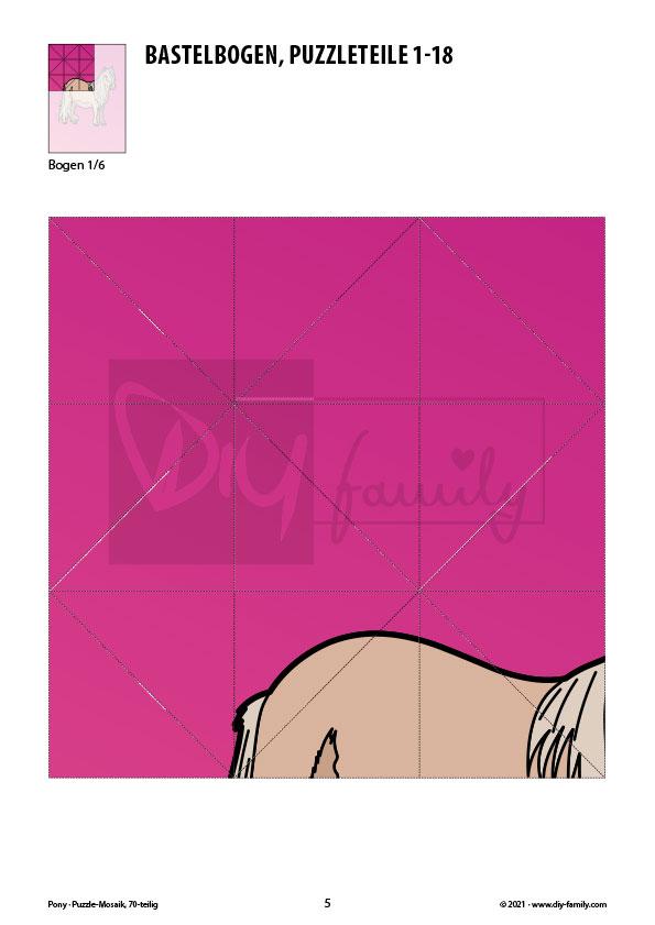Pony – Mosaikpuzzle zum Ausschneiden und Basteln