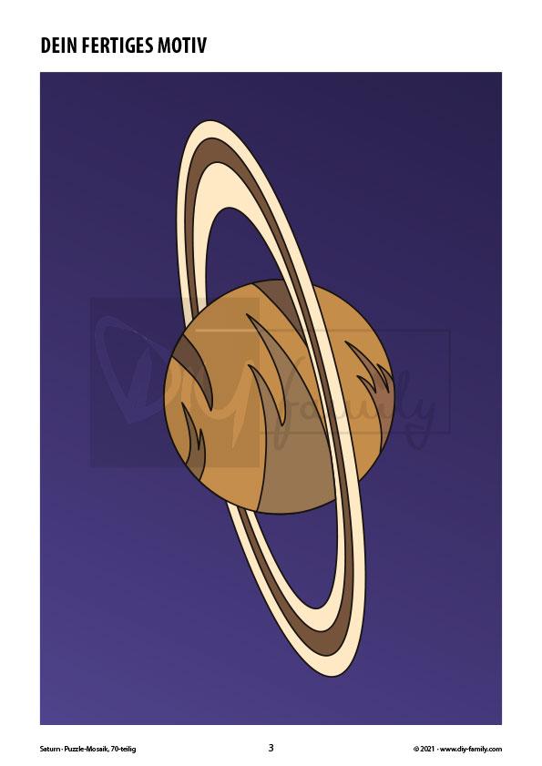Saturn – Mosaikpuzzle zum Ausschneiden und Basteln