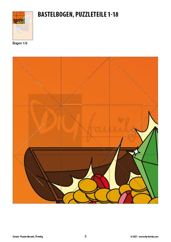 Schatz – Mosaikpuzzle zum Ausschneiden und Basteln