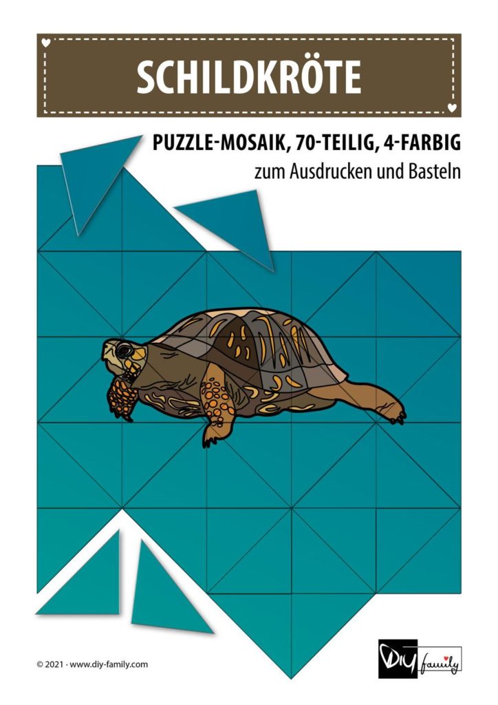 Schildkröte – Mosaikpuzzle zum Ausschneiden und Basteln