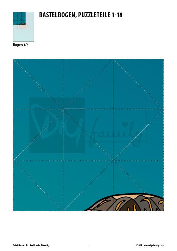 Schildkröte – Mosaikpuzzle zum Ausschneiden und Basteln
