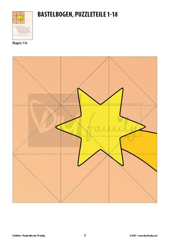 Schlitten – Mosaikpuzzle zum Ausschneiden und Basteln