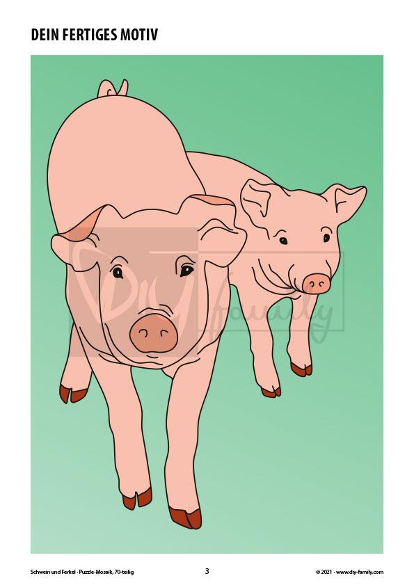 Schwein und Ferkel – Mosaikpuzzle zum Ausschneiden und Basteln
