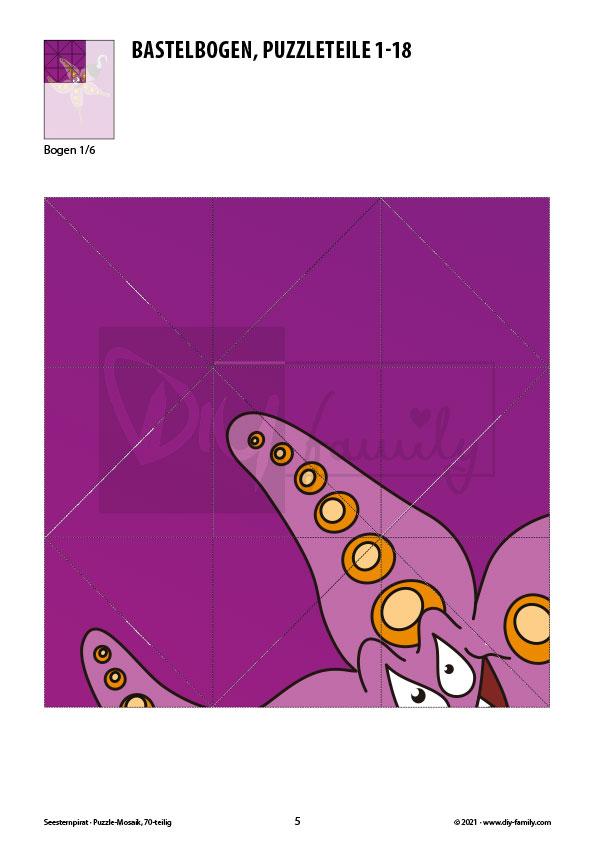 Seestern – Mosaikpuzzle zum Ausschneiden und Basteln