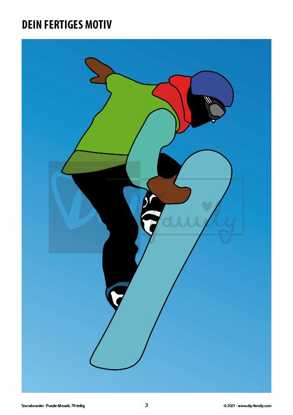 Snowboarder – Mosaikpuzzle zum Ausschneiden und Basteln