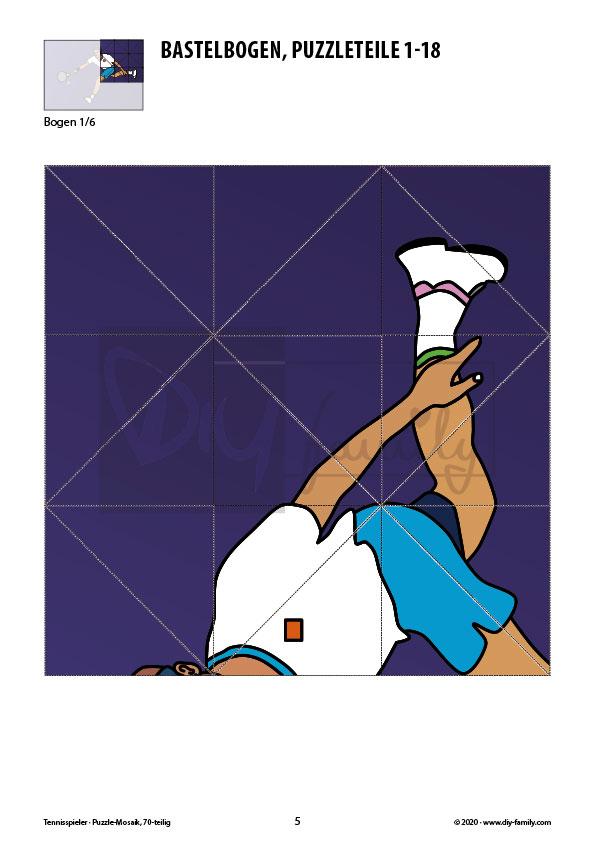 Tennisspieler – Mosaikpuzzle zum Ausschneiden und Basteln