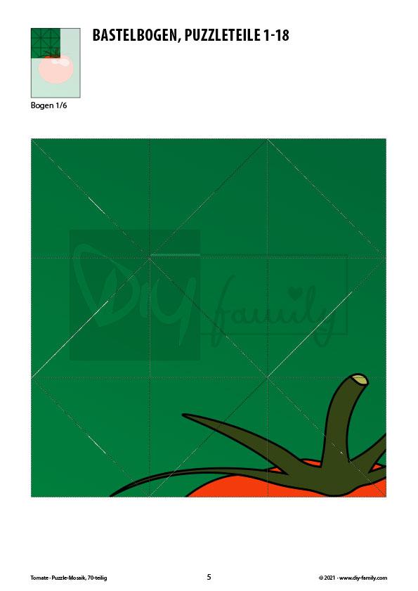 Tomate – Mosaikpuzzle zum Ausschneiden und Basteln