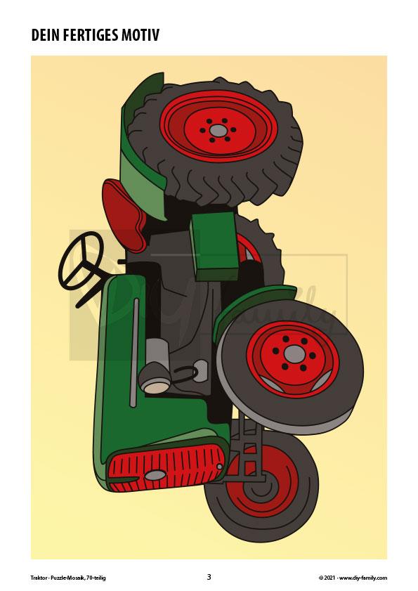 Traktor – Mosaikpuzzle zum Ausschneiden und Basteln