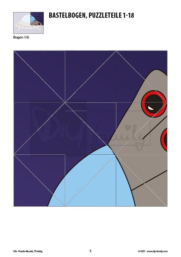 UFO – Mosaikpuzzle zum Ausschneiden und Basteln