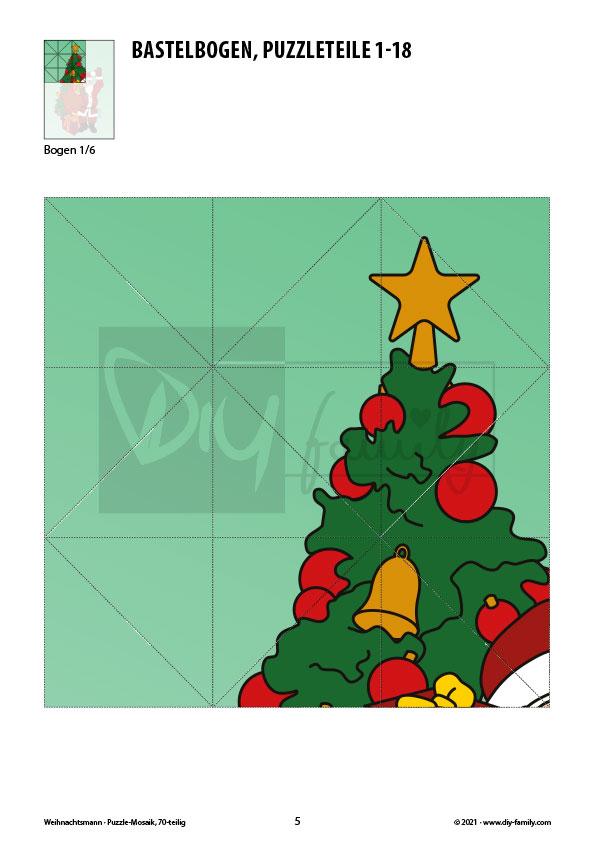 Weihnachtsmann 2 – Mosaikpuzzle zum Ausschneiden und Basteln