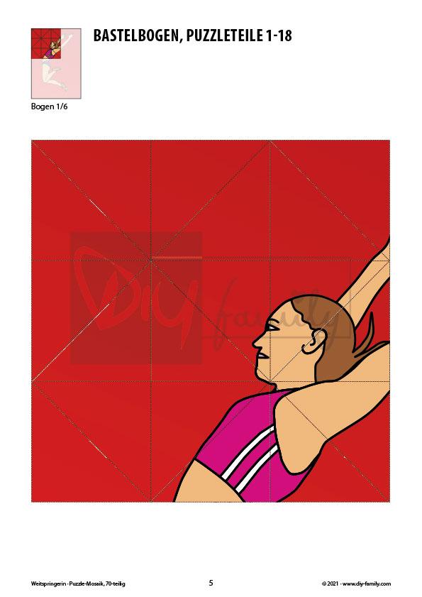 Weitspringerin – Mosaikpuzzle zum Ausschneiden und Basteln