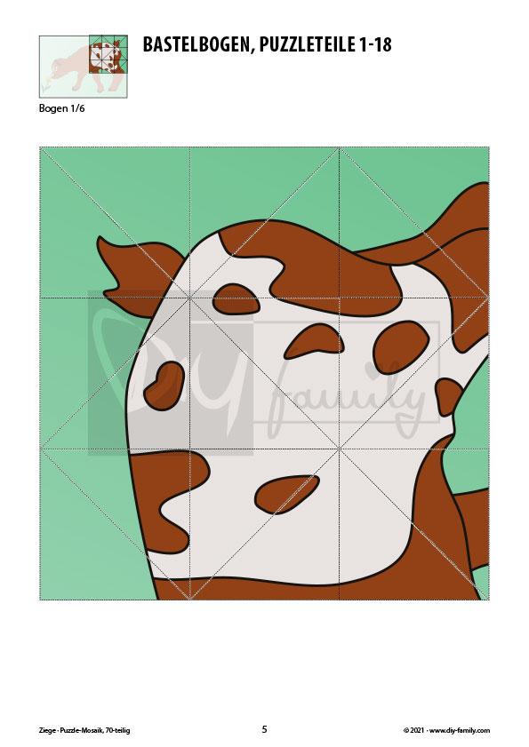 Ziege – Mosaikpuzzle zum Ausschneiden und Basteln