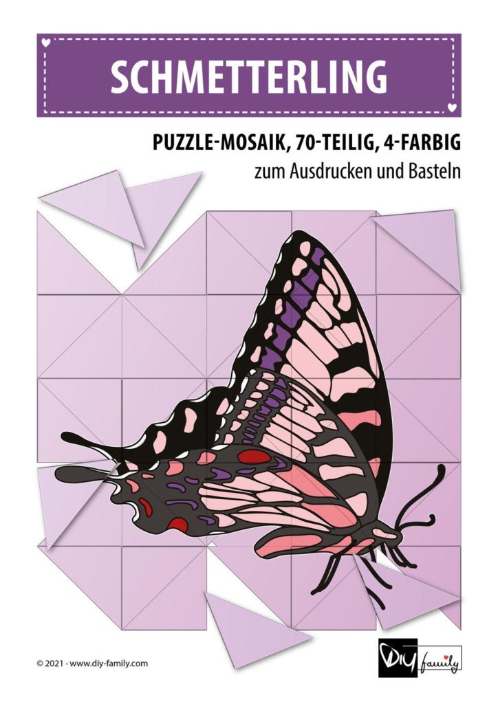Schmetterling – Mosaikpuzzle zum Ausschneiden und Basteln