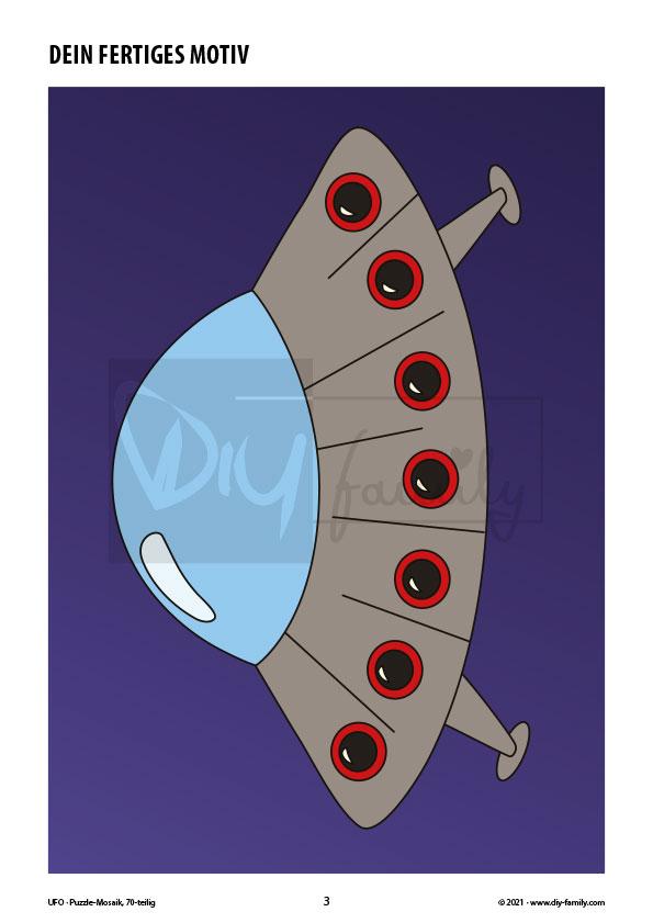 UFO – Mosaikpuzzle zum Ausschneiden und Ausmalen