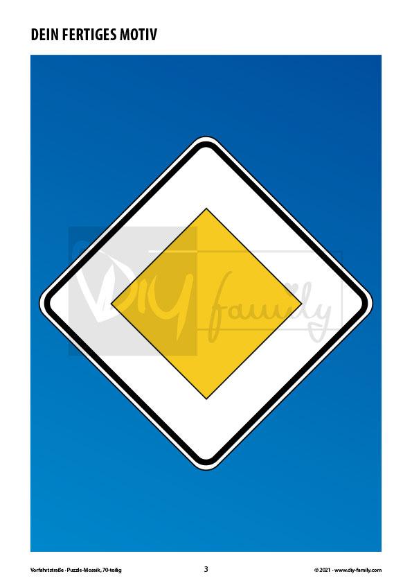 Vorfahrtsstrasse – Mosaikpuzzle zum Ausschneiden und Ausmalen