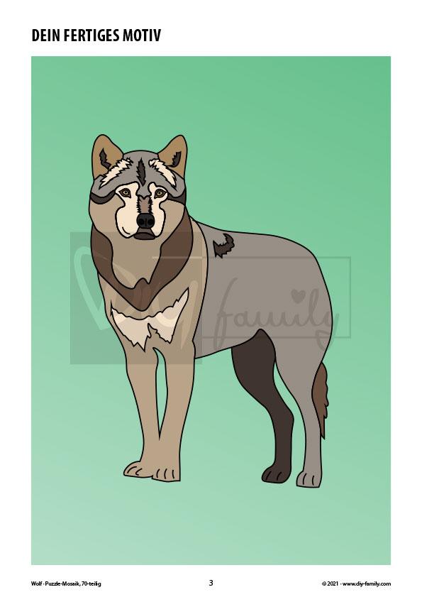 Wolf – Mosaikpuzzle zum Ausschneiden und Ausmalen