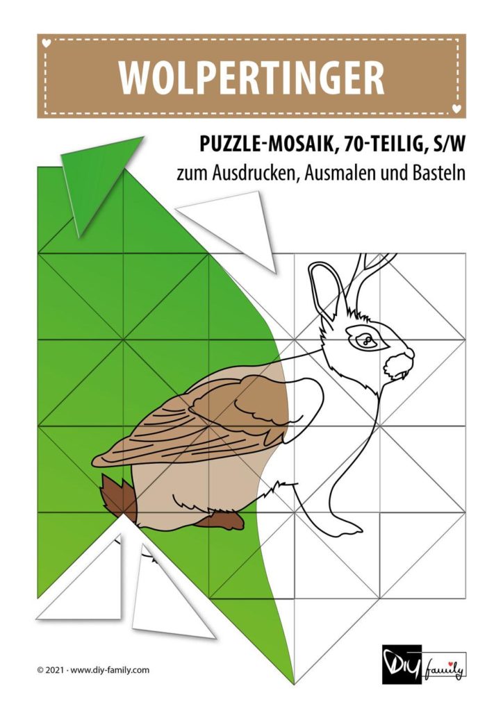 Wolpertinger – Mosaikpuzzle zum Ausschneiden und Ausmalen
