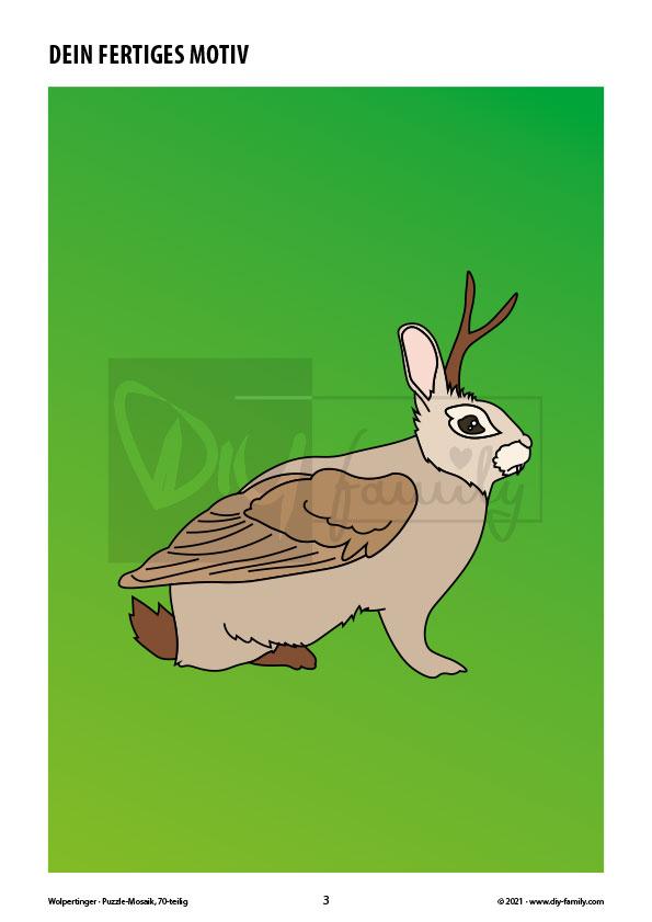 Wolpertinger – Mosaikpuzzle zum Ausschneiden und Ausmalen