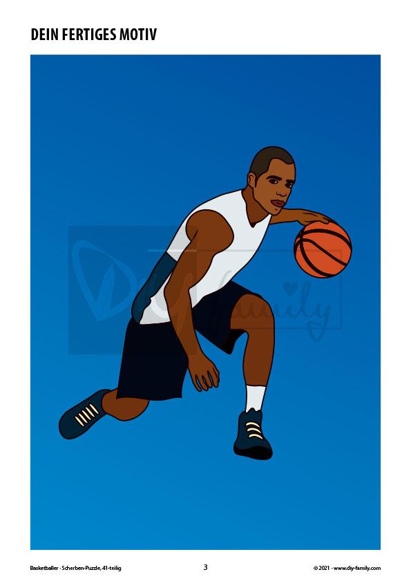 Basketball – Scherben-Puzzle zum Ausdrucken, Ausschneiden und Ausmalen