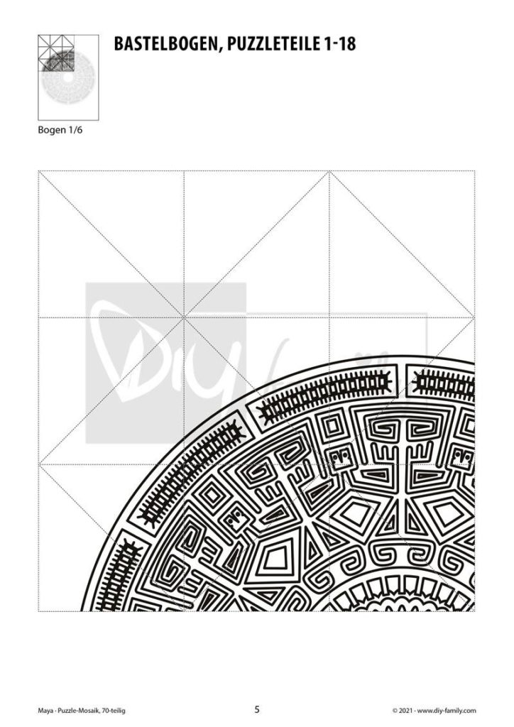 Maya – Mosaikpuzzle zum Ausschneiden und Ausmalen