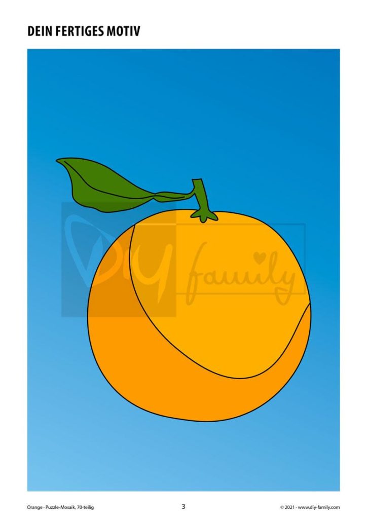 Orange – Mosaikpuzzle zum Ausschneiden und Ausmalen