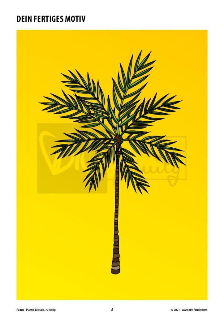 Palme – Mosaikpuzzle zum Ausschneiden und Ausmalen