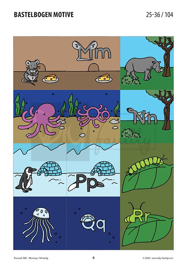 Tierwelt ABC Memory-Spiel
