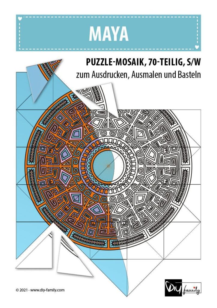 Maya – Mosaikpuzzle zum Ausschneiden und Ausmalen