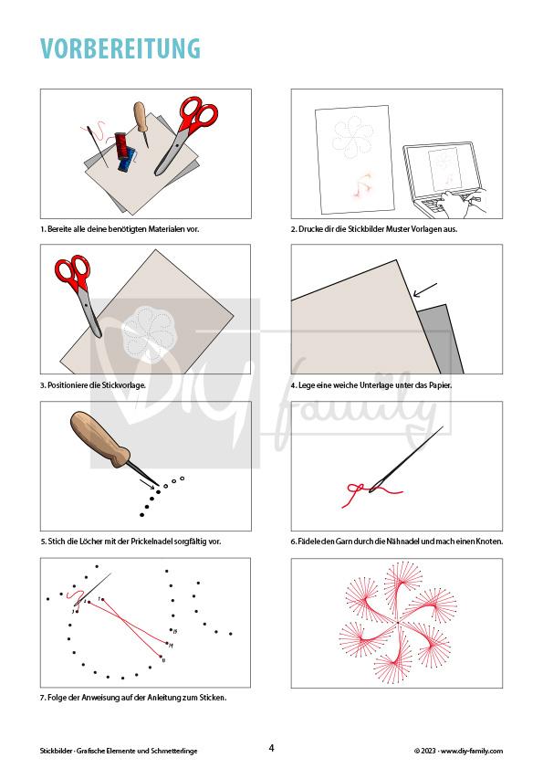 Stickbilder grafische Elemente und Schmetterlinge