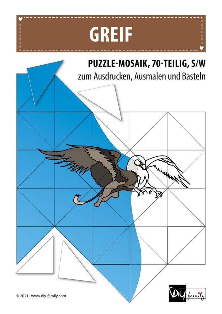 Greif – Mosaikpuzzle zum Ausschneiden und Ausmalen