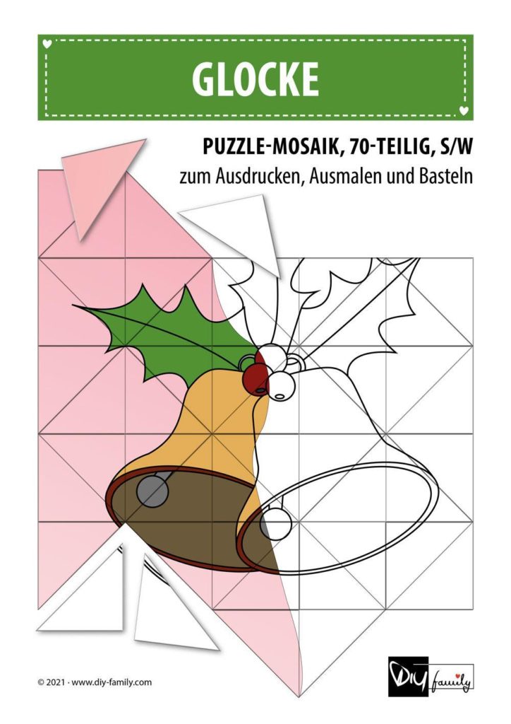 Glocke – Mosaikpuzzle zum Ausschneiden und Ausmalen
