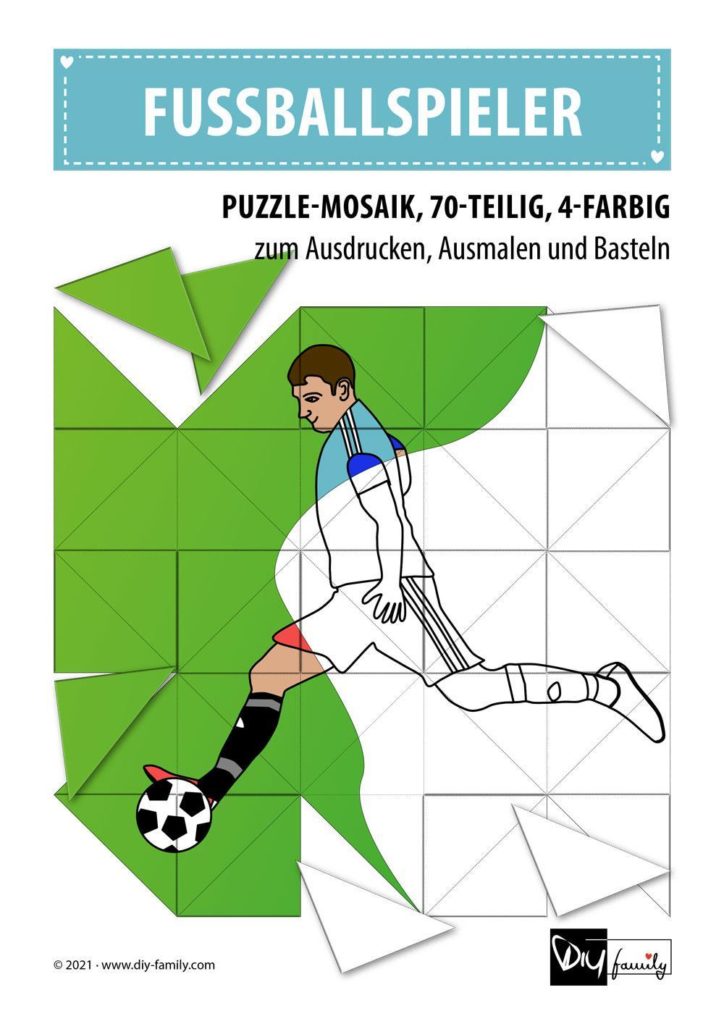 Fußballspieler – Mosaikpuzzle zum Ausschneiden und Ausmalen