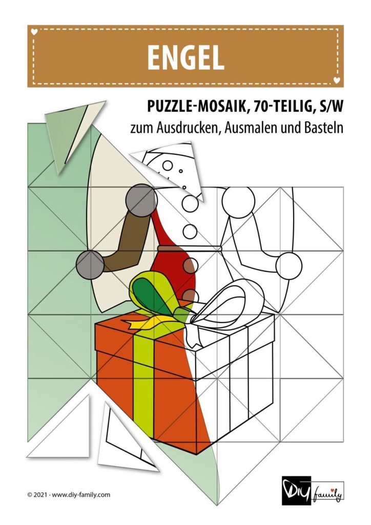 Engel – Mosaikpuzzle zum Ausschneiden und Ausmalen