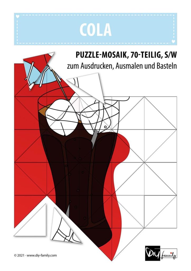 Cola – Mosaikpuzzle zum Ausschneiden und Ausmalen