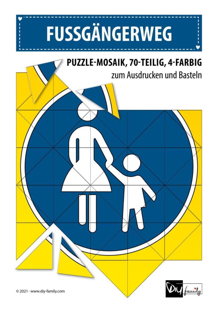 Fußgängerüberweg – Mosaikpuzzle zum Ausschneiden und Basteln