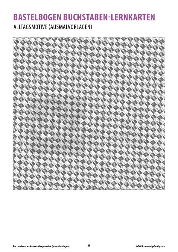 Buchstaben Lernkarten Alltag zum Ausmalen
